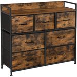 SONGMICS Kommode, Schrank, 7 Stoffschubladen mit Griffen, Metallgestell, Industrie-Design, vintagebraun-schwarz LTS137B01