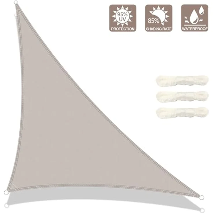 AXT SHADE Sonnensegel Wasserdicht Dreieck Rechtwinklig 3 x 3 x 4,25 m Wetterschutz Sonnenschutz PES Polyester mit UV Schutz für Terrasse Balkon Garten-Taupe – Bild 3