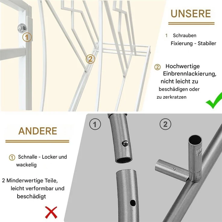 UNHO Gartenbogen aus Metall Wei? 260 x 38 x 258 cm – Bild 4