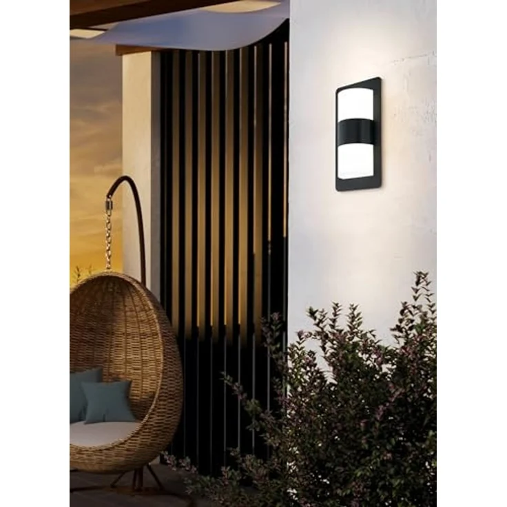 Eglo 98086 LED Outdoor Wandleuchte CISTIERNA anthrazit weiß L:18cm H:35cm T:9cm IP44 – Bild 3