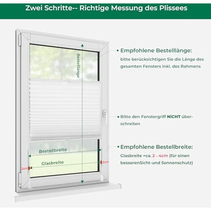 Allesin Plissee ohne Bohren Plissees Klemmfix Weiß 35x130cm(BxH), Plisseerollo Faltrollo mit Klemmträger, Jalousie Rollos für Fenster und Tür, Sichtschutz und Sonnenschutz – Bild 5