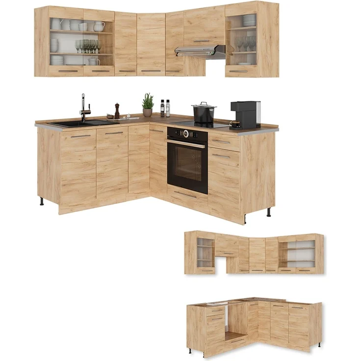 Eckküche Fame-Line Goldkraft Eiche/Goldkraft Eiche 190 x 160 cm, AP Eiche Vicco – Bild 6