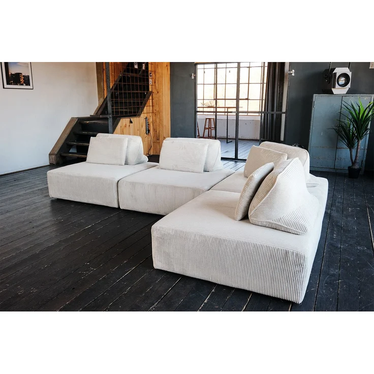 KAWOLA Modulsofa WIOLO SOFT 4 Module 4 Rückenkissen Cord cremeweiß 84 x 222 x 333 cm – Bild 4