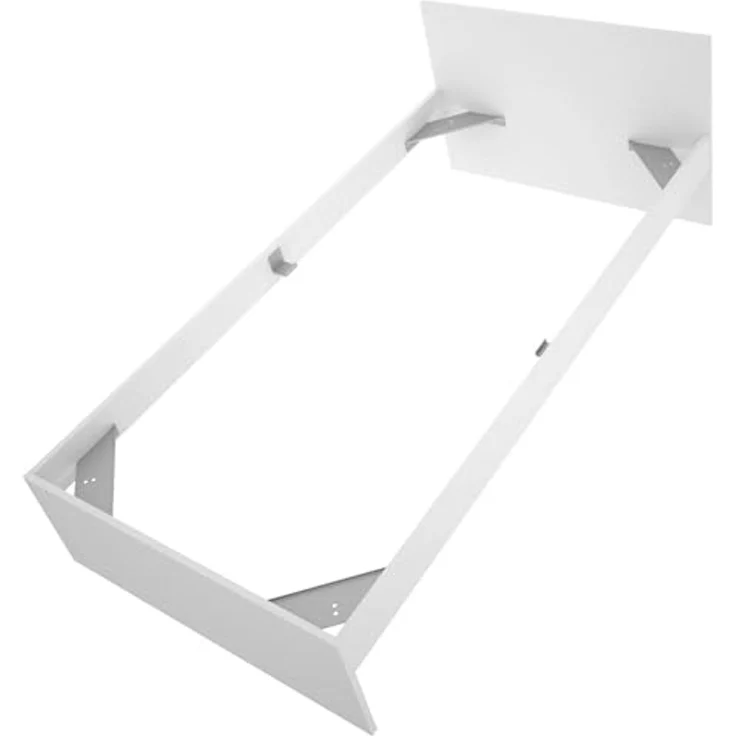 Dmora - Einzelbett Castellaro, Struktur des Lagerbetts, Sommier mit Abdeckung, Bettrahmen aus Stoff, 96x195 h67 cm, Weiß – Bild 4