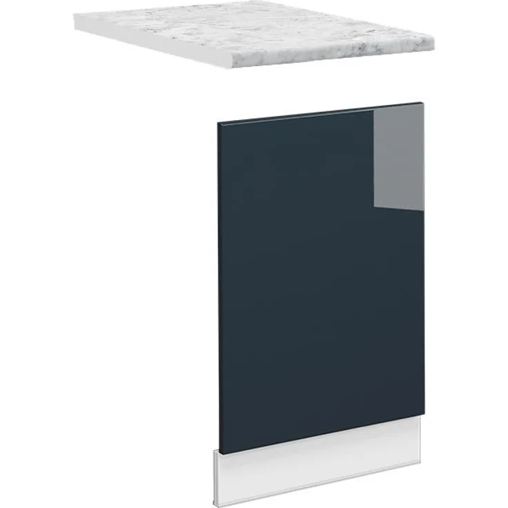 Frontblende Fame-Line Dunkelblau Hochglanz 45 cm , AP Marmor Vicco