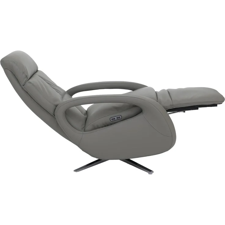 Relaxsessel HWC-L11, TV-Sessel Liegesessel, Liegefunktion drehbar, elektrisch verstellbar Voll-Leder ~ grau – Bild 8