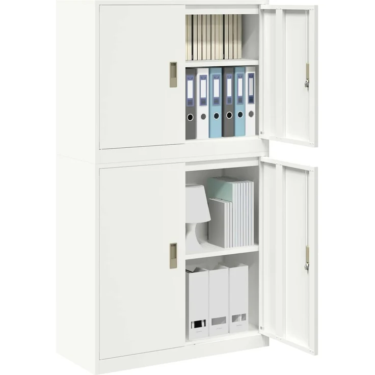 vidaXL Aufbewahrungsschrank 2 stk. Weiß 90 x 40 x 160 cm Stahl 3438716 – Bild 3