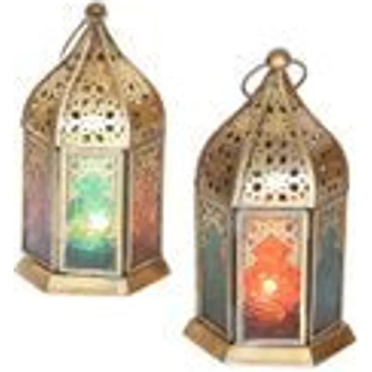 Orientalische Glas-Windlichter Nael Multifarbig 2er Set