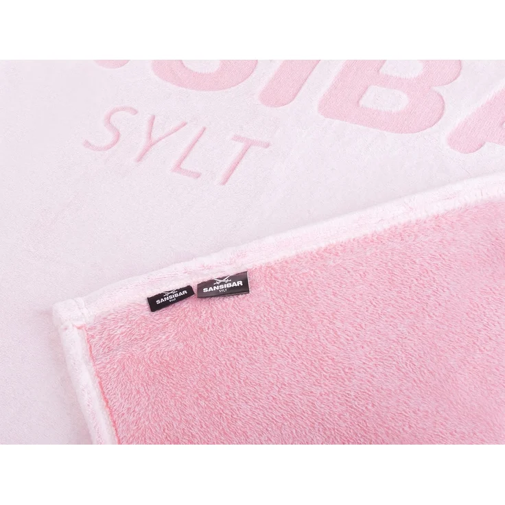Sansibar 'Sylt' Wohndecke im Hochtief Design, Mikrofaserfleece weiß / rosa, 150x200 cm – Bild 3