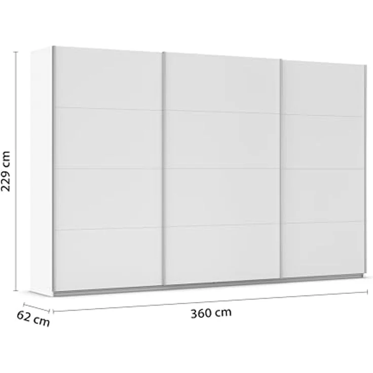 Rauch Möbel Kulmbach, Kleiderschrank mit Schwebetüren für Schlafzimmer, Kinderzimmer, Garderobe, Flur, 3-türig, mit Soft-Close-Funktion, Zubehör Premium, Farbe Weiß, Breite 360 cm – Bild 3