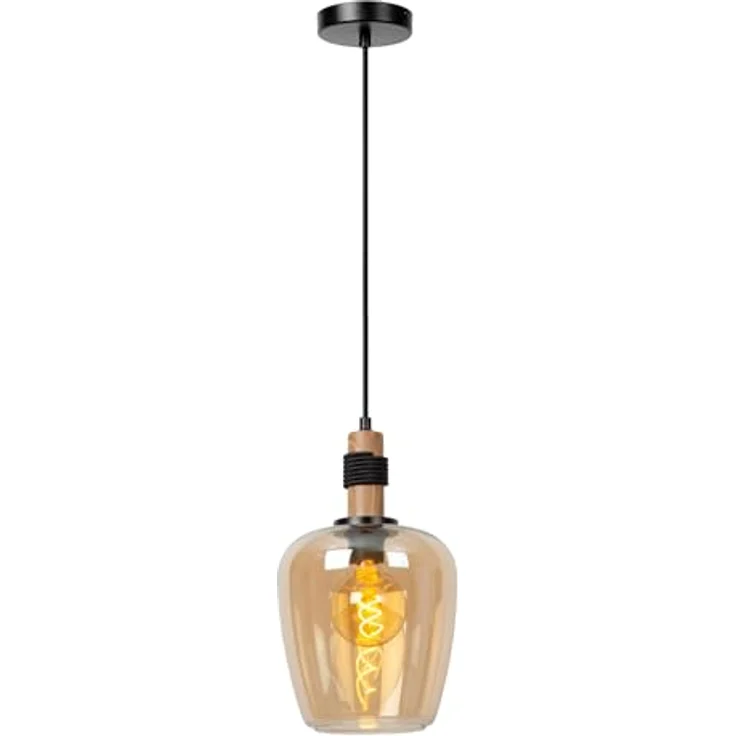 LUCIDE ILONA Pendelleuchte, Ø 22 cm, 1xE27, Amber, höhenverstellbar, dimmbar, hochwertiges Glas – Bild 1