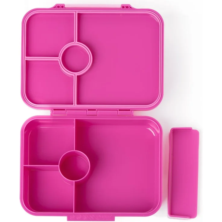 LEKKABOX Lunchbox Bentobox Brotdose, 4 Fächer - Kinder Vesperdose Brotbüchse Brotbox, Für feuchte Lebensmittel auslaufsicher, inkl. extra Trenner