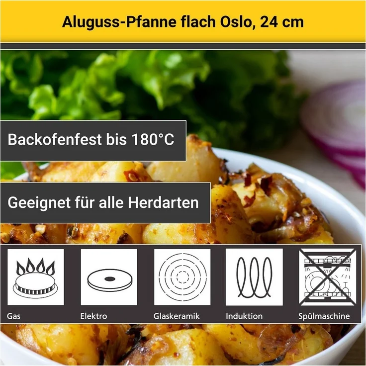 Bratpfanne OSLO 24 cm Aluguss mit weißer Ceramic-Beschichtung / Pfanne induktionsfähig / Karl Krüger / Stielpfanne – Bild 3