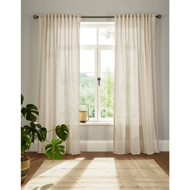 andas Vorhang Elby 2 (1 St), Multifunktionsband, halbtransparent, Jacquard, basic, transparent, monochrom, bis 295 cm Länge – Bild 1