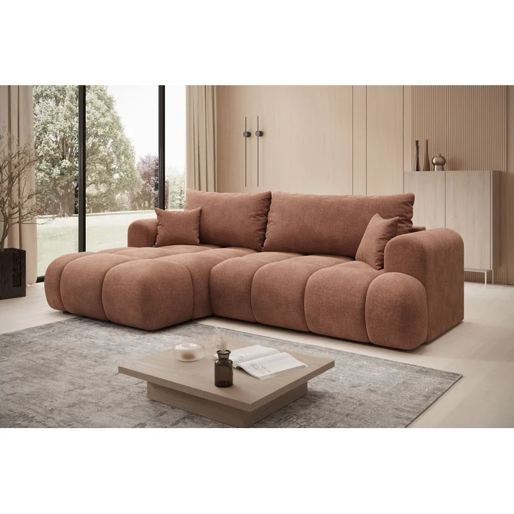 thematys Ecksofa TREVIO 260 x 165 cm, mit Schlaffunktion, mit Bettkasten, Orange (Cremona 52), Ausrichtung links – Bild 2