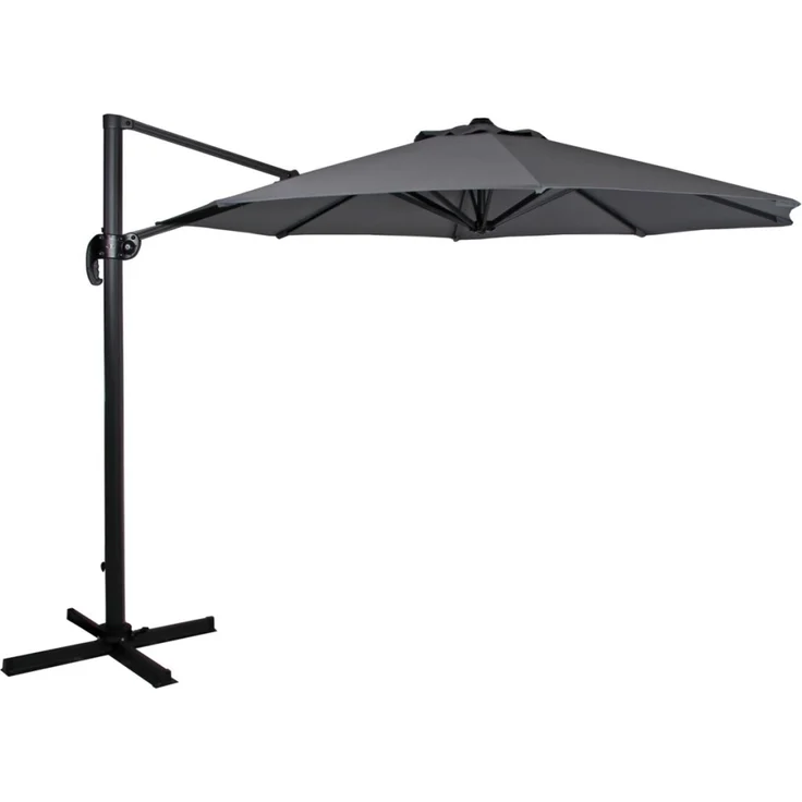 Brafab Sonnenschirm Linz, aus Aluminium und Polyester, mit winddichtem Kamin, modern, anthrazit/grau, Ø 300 cm
