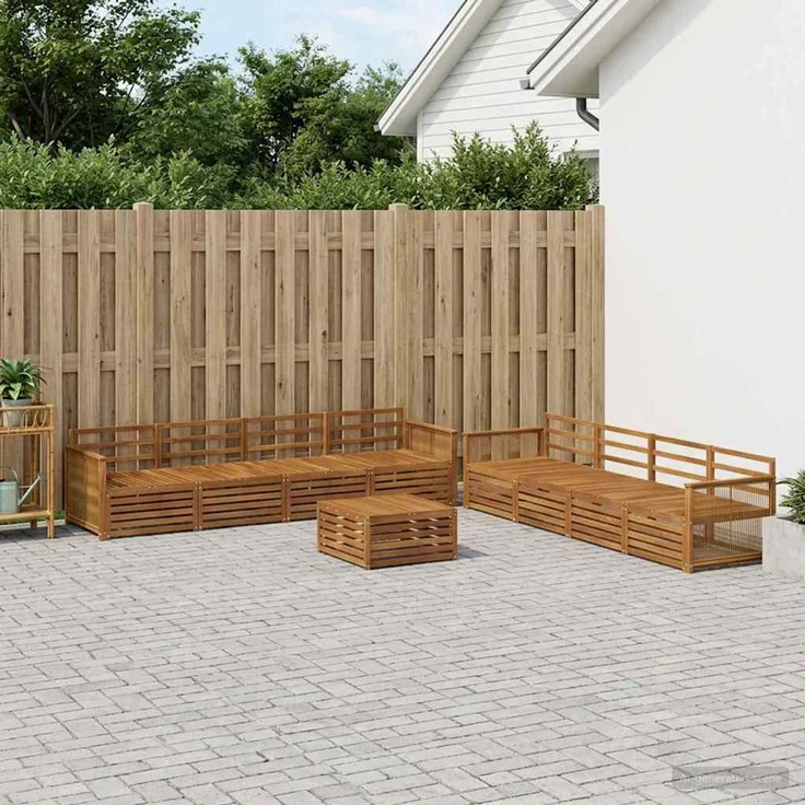 vidaXL Outdoor-Sofagarnitur 9 stk. 8-Sitzer Natur Massivholz Akazie 3383177 – Bild 1