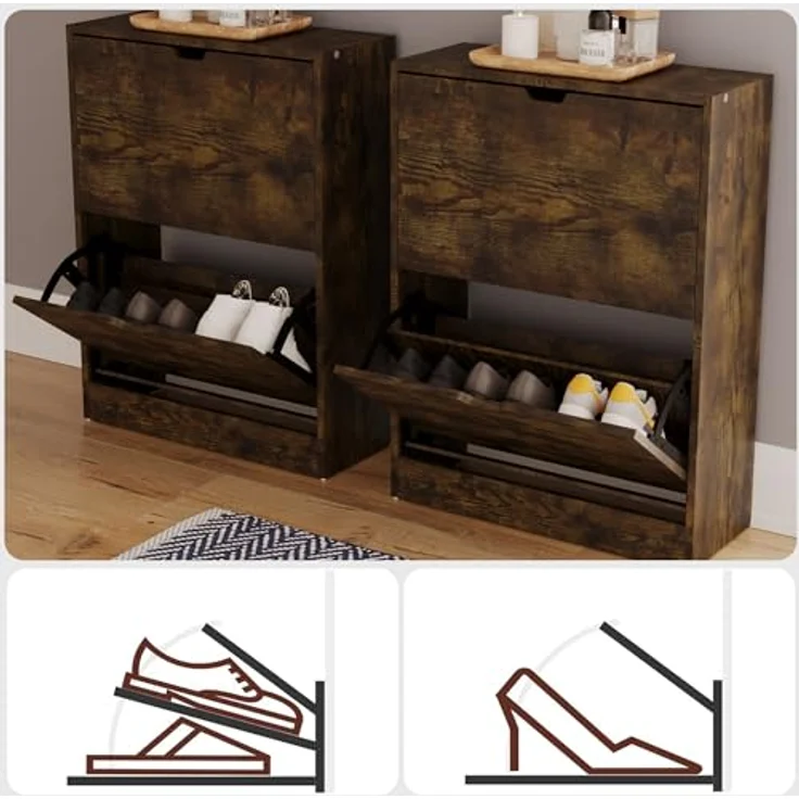 Vida Designs Schuhschrank, Dunkles Holz, 80H x 60W x 24D – Bild 6