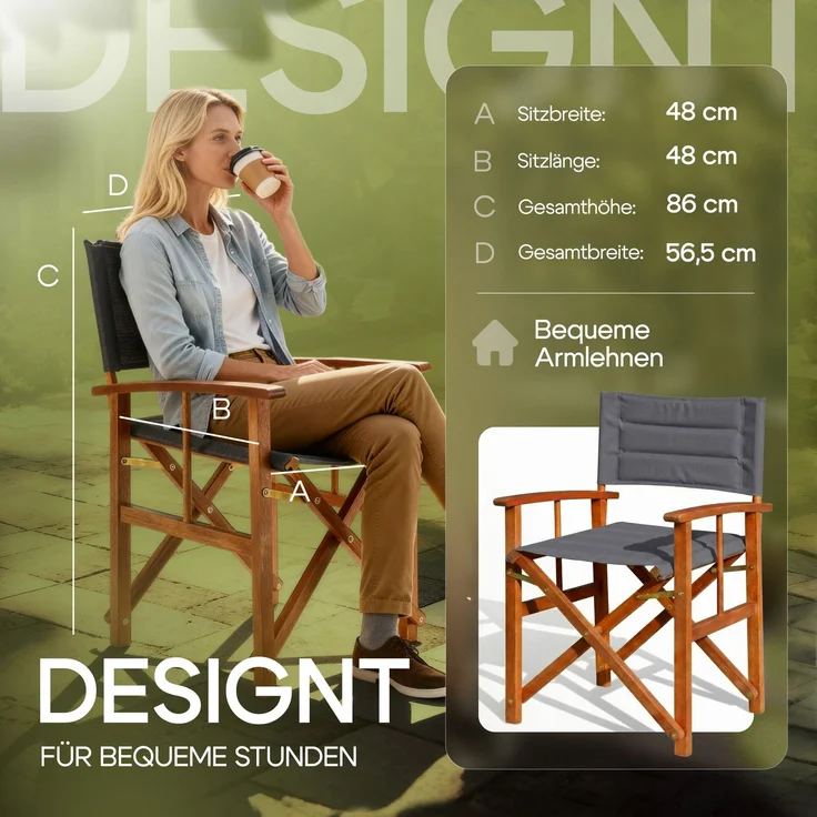 CASARIA® Premium Regiestuhl Creme – Bild 5