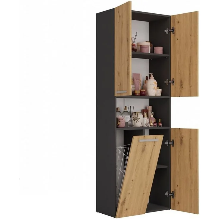 ibonto Hochschrank Badezimmerhochschrank Platzsparendes Aufbewahrungswunder – Bild 2