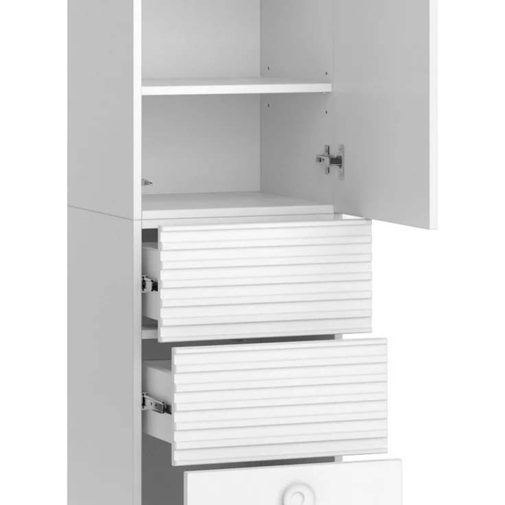 Badschrank Sola Weiß 40.2 x 192.4 cm mit Tür und Schubladen Vicco – Bild 6