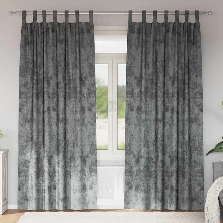 vidaXL Samtvorhänge 2 stk. Grau 245 x 140 cm Samt 4107726 – Bild 1