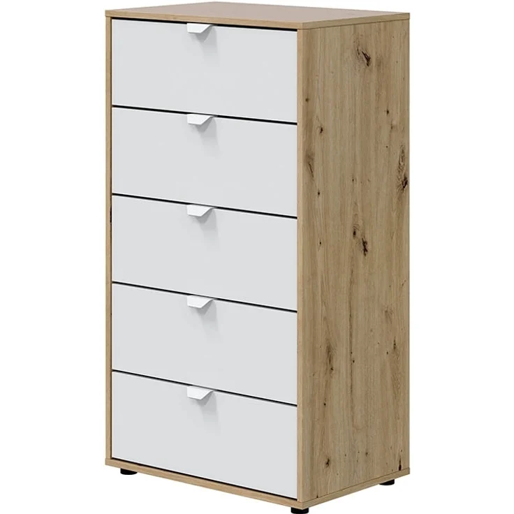 Schlafzimmer-Set >GARONA< (2-teilig) Schrank + Kommode, Nodi Eiche Dekor / Artik Weiß – Bild 10