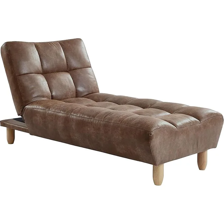 Recamiere Klappsofa Microfaser-Vintage-Look ESTEBAN - Braun