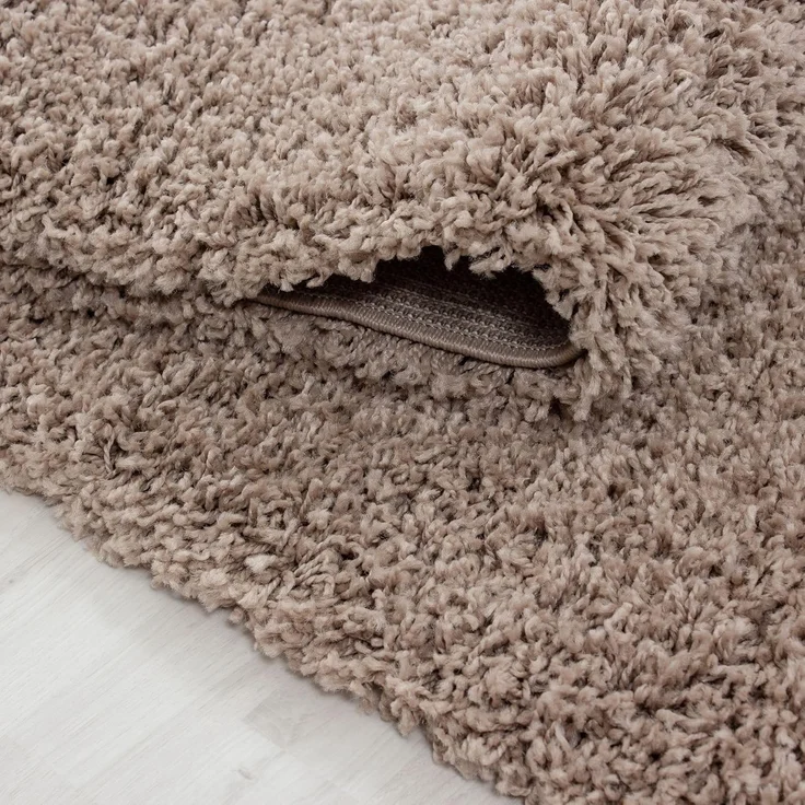 Carpetsale24 Shaggy Hochflor Teppich Wohnzimmer 200 cm Rund Beige - Modern Flauschiger Teppich Extra Weich, Pflegeleicht und Einfarbig - Ideal als Teppich für Schlafzimmer, Esszimmer und Küche – Bild 3