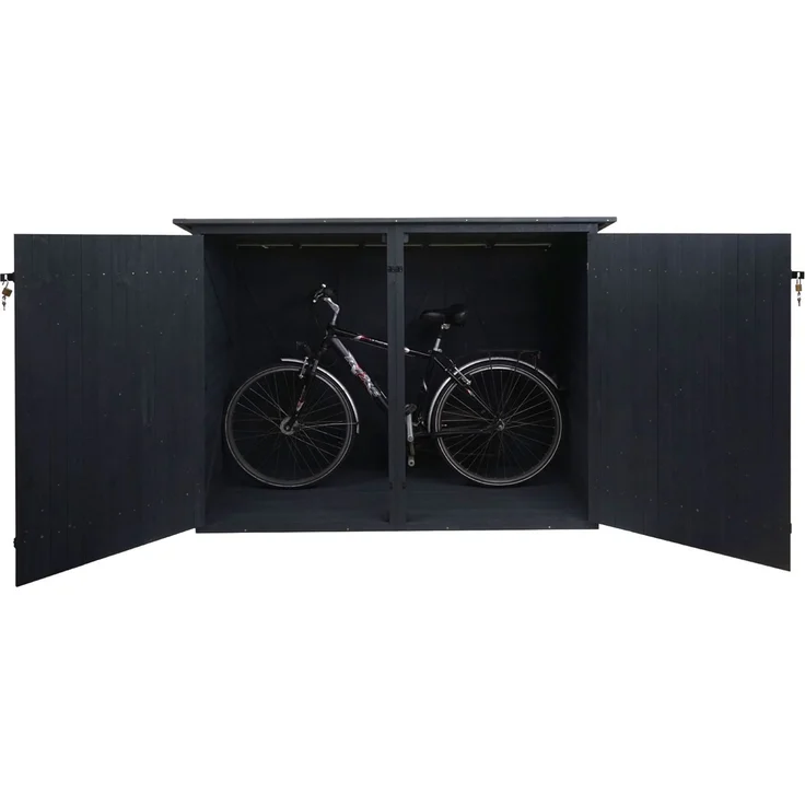 1er-Fahrradgarage HWC-H60, Fahrradbox Geräteschuppen Gerätehaus, FSC® abschließbar 152x184x98cm ~ anthrazit – Bild 3