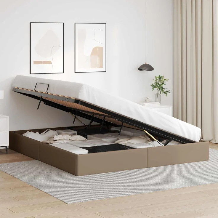 vidaXL Ottoman Bettgestell Cappuccino 180 x 200 cm Kunstleder 3442785 – Bild 4
