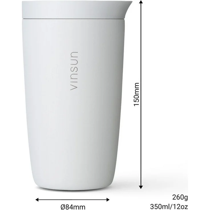 Vinsun Thermobecher Edelstahl Isolierbecher 350ml - Kaffeebecher to Go auslaufsicher, 2-tlg, Edelstahl, Doppelwandig, BPA frei, bruchfest, Einhandbedienung per Knopfdruck – Bild 3