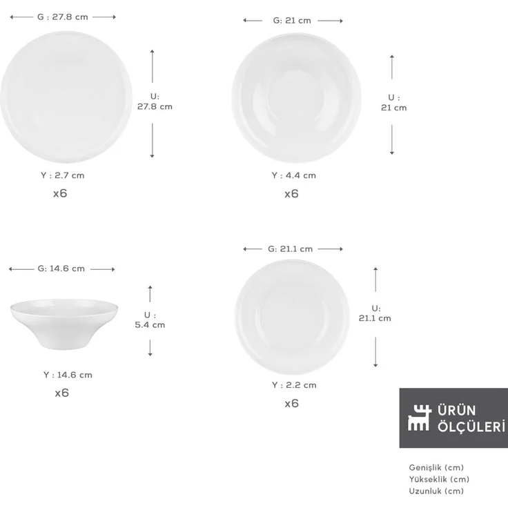 Karaca Geschirr-Set Karaca Streamline Remi 18-tlg Bone China Geschirrset für 6 Personen – Bild 3