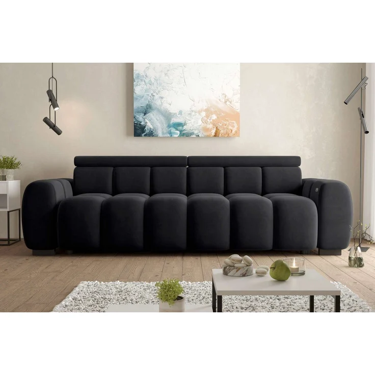 99rooms Alessio Bigsofa Velours TIFFANY Schwarz mit Sitztiefenverstellung – Bild 5