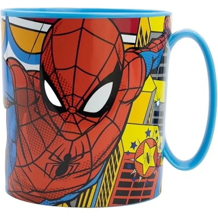 Spiderman Becher Mikrowellengeeigneter Kunststoffbecher 390 ml – Motivbecher für Kinder
