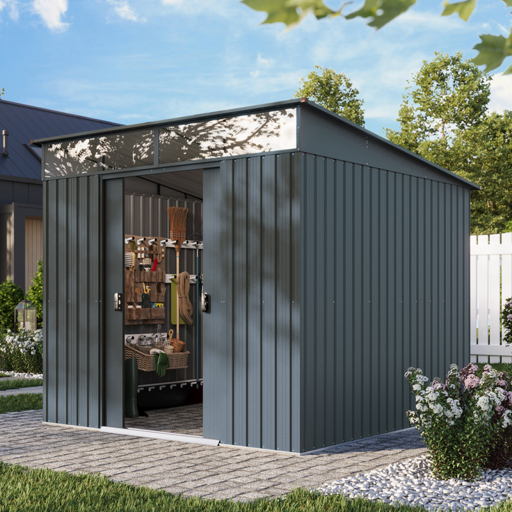 Pergart Gerätehaus "Lübeck 88", anthrazit, 5,02 m² – Bild 5