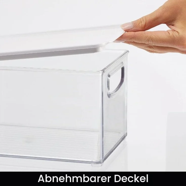 mDesign Organizer Box Aufbewahrung Ablage Deckel Griff 2er-Set Transparent/Weiß – Bild 5