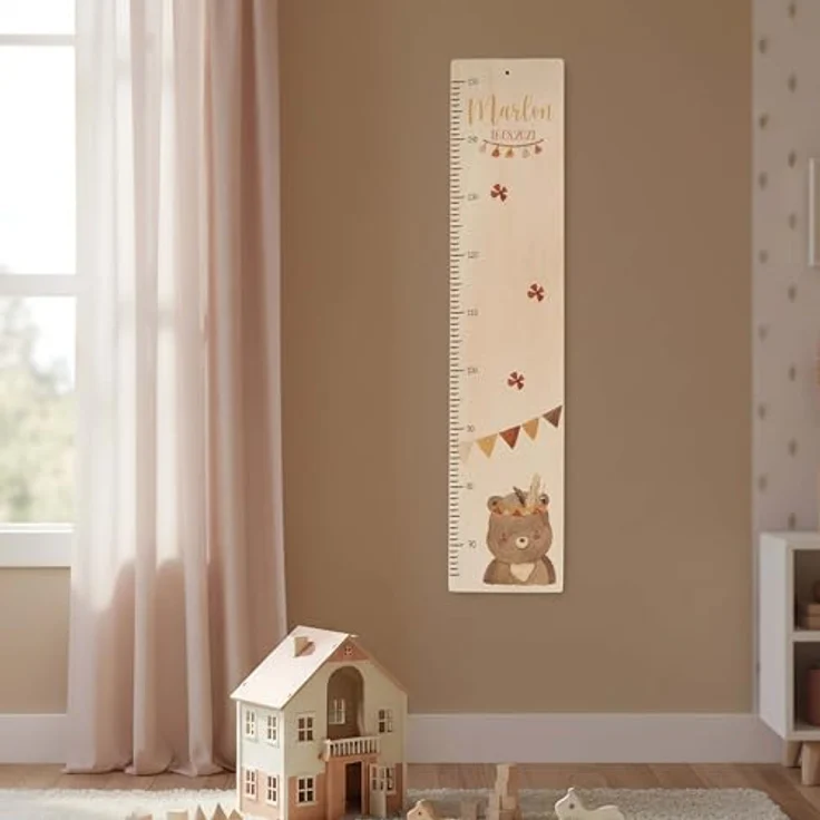 KIDSMOOD - Messlatte für Kinderzimmer Personalisiert, 70-140 cm - Messlatte Kinder Holz personalisiert Mit Namen für Baby- & Kleinkinderzimmer - Individuelles Geschenk für Kinder und Babys zum Geburt – Bild 7
