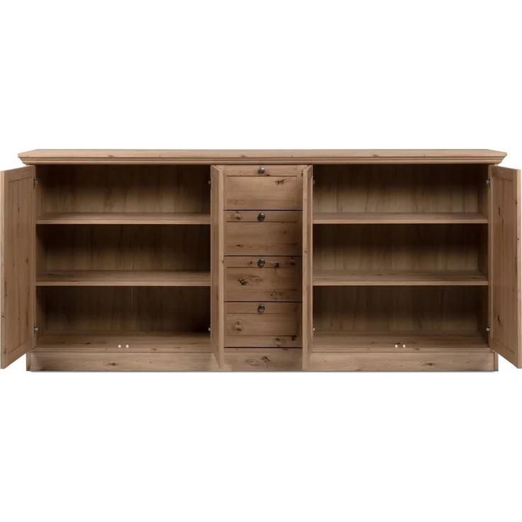 Anrichte >Timber< Landhaus, 4 Türen, 4 Schubladen, 4 Böden, in Artisan Eiche Dekor - 200x90x40cm (BxHxT) – Bild 5