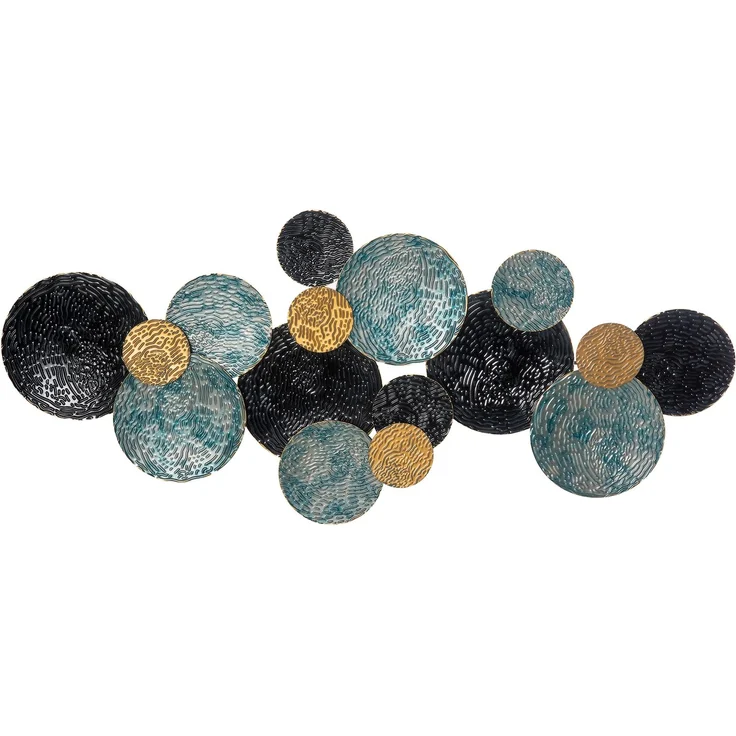3D Wandbild Metallbild Wandskulptur moderne Wohnzimmerkunst 121x53cm in Gold Schwarz Blau für stilvolle Dekoration--Gold--121x4x53cm--YOUDENOVA – Bild 1