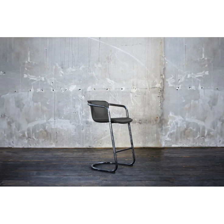 KAWOLA Barhocker Trivia Lederbarhocker grau 102 x 62 x 51 cm – Bild 1