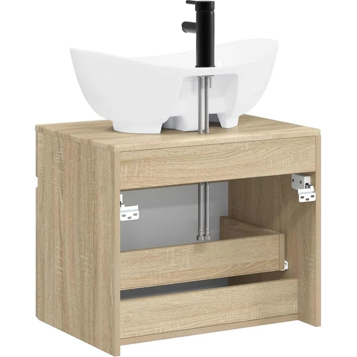 vidaXL Waschbeckenschrank Sonoma-Eiche 59 x 44,5 x 80 cm Holzwerkstoff 3404312 – Bild 7