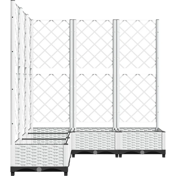 vidaXL Pflanzkübel mit Rankgitter Weiß 120x120x121,5 cm PP 153287 – Bild 4