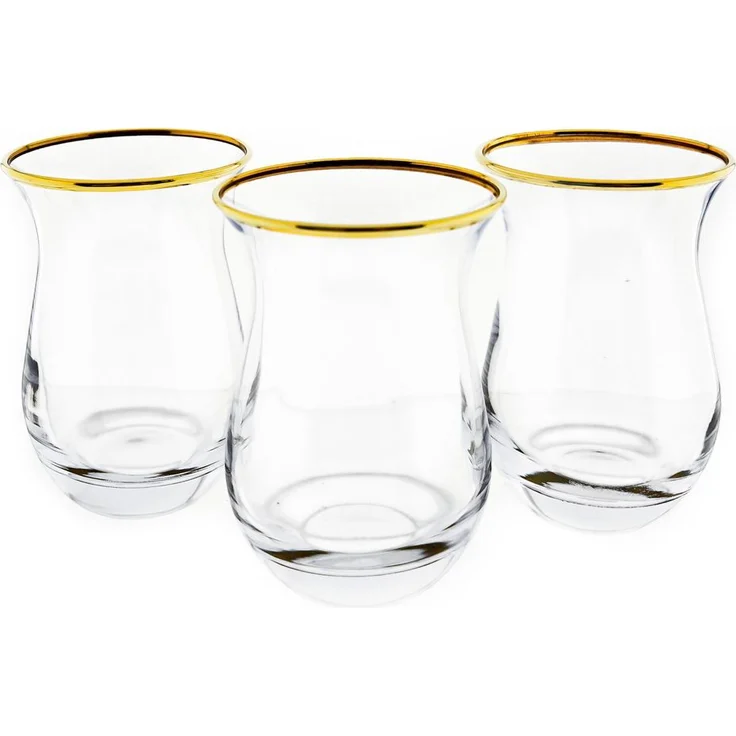 3 Teiliges Teegläser Set transparent mit Goldumrandung 175 ml aus Glas – Bild 5