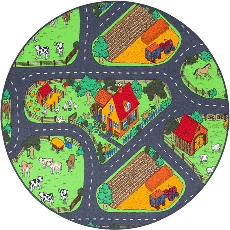 Snapstyle Kinderteppich Kinder Spiel Teppich Bauernhof Rund, Rund, Höhe: 4 mm – Bild 4