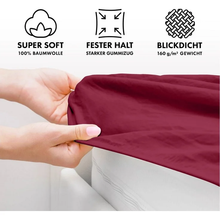 Jacobson Spannbettlaken TOPPER aus 100% Baumwolle, Jersey Bettlaken 160 g/m², Spannbetttuch mit Gummizug, OEKO-TEX®, pflegeleicht, viele Farben – Bild 2