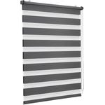 Sekey Doppelrollo Klemmfix ohne Bohren für Fenster, Doppelrollo 130 cm breit, Duo Rollo Jalousie Sonnenschutz, 130x210 cm, Dunkelgrau
