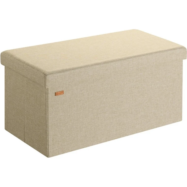 Casaria Sitzbank, mit Stauraum Faltbar Beige 80x40x40cm Gepolstert Deckel Stoff Stabil – Bild 1