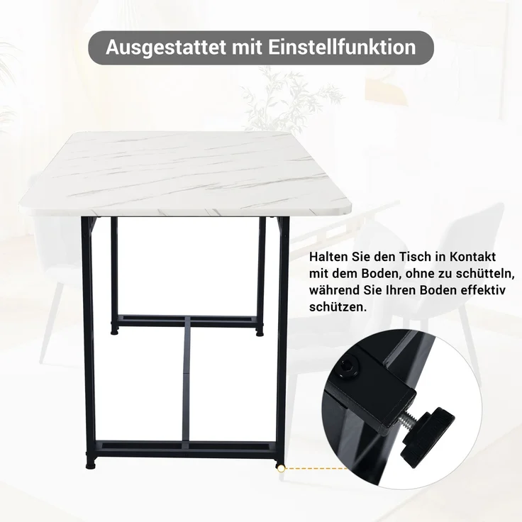Esszimmer-Set 5-teilig mit Tisch 120x70 cm & 4 Grau Samtstühlen, Küchentisch, stabiler Essbereich für Wohnzimmer und Küche – Bild 5