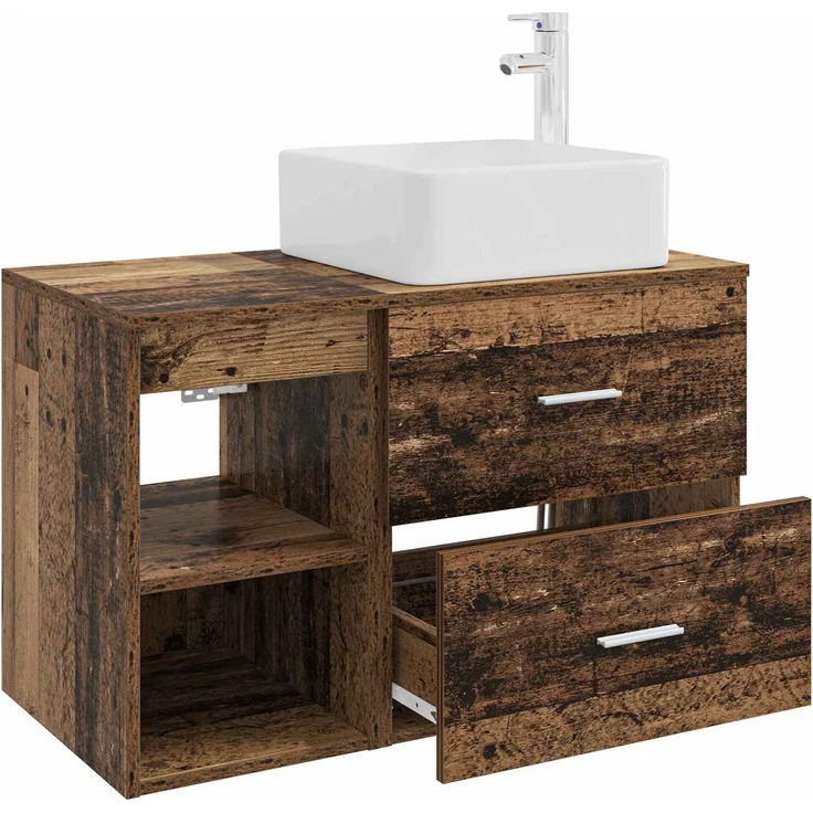 vidaXL Badezimmerschrank-Set 2 stk. Altholz 83 x 35 x 80 cm 3403902 – Bild 4